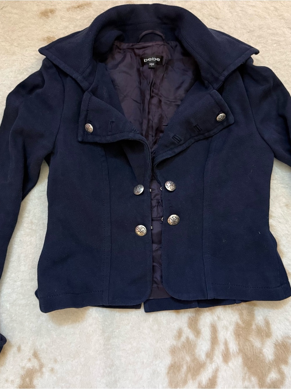 2000’s bebe Navy Double-Breasted Military-Style Blazer